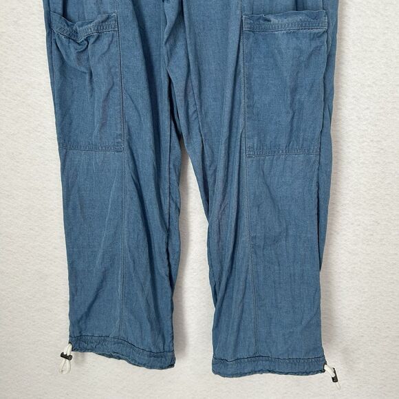 Nicole Miller Pants Women L Chambray Denim Pullon Pockets Jogger Casual Weekend - Picture 8 of 12